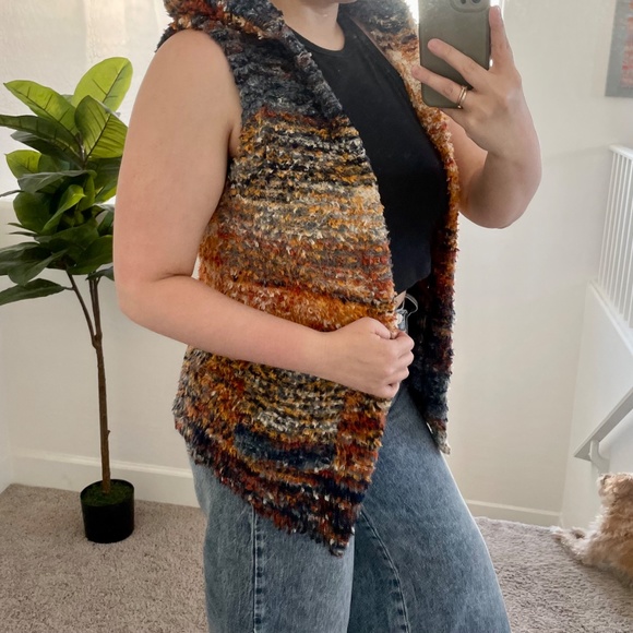 Spacedye Sweater Duster Hipster Hippie Boho Festival Bohemian Artsy Jacket Vest - Picture 8 of 9